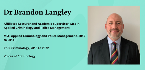 A photograph of Dr Brandon Langley, Affiliated Lecturer and former MSt and PhD student at the Institute of Criminology.