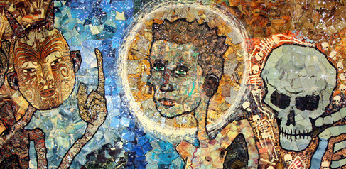 A detail of Geography Mythology, an artwork held in the library.
