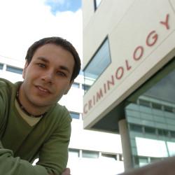 Student outside Criminology Building